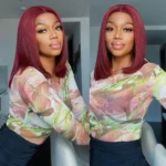 Dark Brown / 99j / Copper Brown Bob Wig Glueless 6×5 Pre-Cut HD Lace Wig Wear & Go - Image 9