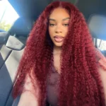 99J Burgundy Red Curly Wave 6×5 13×4 Undetectable HD Lace Front Wig