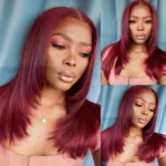 Layered Cut Straight Wig 99j Glueless 6×5 Lace Human Hair Wig Salone Quality - Image 8