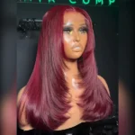 Layered Cut Straight Wig 99j Glueless 6×5 Lace Human Hair Wig Salone Quality - Image 2