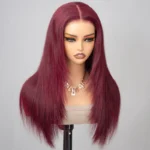 Layered Cut Straight Wig 99j Glueless 6×5 Lace Human Hair Wig Salone Quality - Image 6
