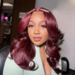 99j Burgundy Layered Loose Wave Lace Wig Glueless 6×5 Lace Human Hair Wig Shoulder Length - Image 6