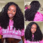 Bouncy Deep Curly Half Wig Flip Over Wig 3 IN 1 Glueless Human Hair Wig Quick Install