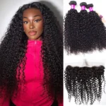 Tinashe 3 Bundles Brazilian Curly Virgin Hair With Frontal 100% Virgin Human Hair Bundles With Frontal Jerry Curly
