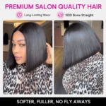 Super Double Drawn Bone Straight 2×6 Lace Bob Wig Raw Vietnamese Hair HD Lace Wig 220% - Image 6