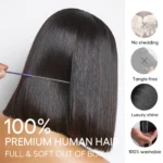 Super Double Drawn Bone Straight 2×6 Lace Bob Wig Raw Vietnamese Hair HD Lace Wig 220% - Image 8