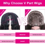 No Glue No Leave Out Kinky straight V Part Human Hair Wigs - Image 4