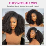 Afro Curly Half Wig With Layers Flip Over Glueless Wig Salon Quality 200% - Image 8