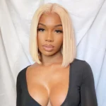 Ash Blonde Straight Bob Wig 13×6 Lace Front Human Hair Short Wigs - Image 2