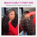 Beach Curly V Part Wig Natural Wave No Leave Out Human Hair Wigs - Image 6