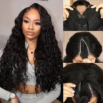 Beach Curly V Part Wig Natural Wave No Leave Out Human Hair Wigs - Image 2