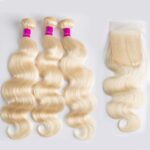 613 Blonde Body Wave Human Hair Bundles With 5×5 Lace Closure