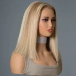 Highlight Blonde P16/613 Straight Bob Wig Human Hair Lace Front Short Wigs - Image 4