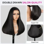 Salon-Quality Double Drawn Blunt Cut Straight Wig Glueless 6×5 Lace Wig Bleached Knots Shoulder Length - Image 5