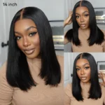 Salon-Quality Double Drawn Blunt Cut Straight Wig Glueless 6×5 Lace Wig Bleached Knots Shoulder Length - Image 7
