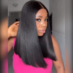 Salon-Quality Double Drawn Blunt Cut Straight Wig Glueless 6×5 Lace Wig Bleached Knots Shoulder Length - Image 3