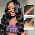13×4 Full Frontal HD Lace Wigs Pre-Bleached Knots Glueless Body Wave Human Hair Wigs - Image 5
