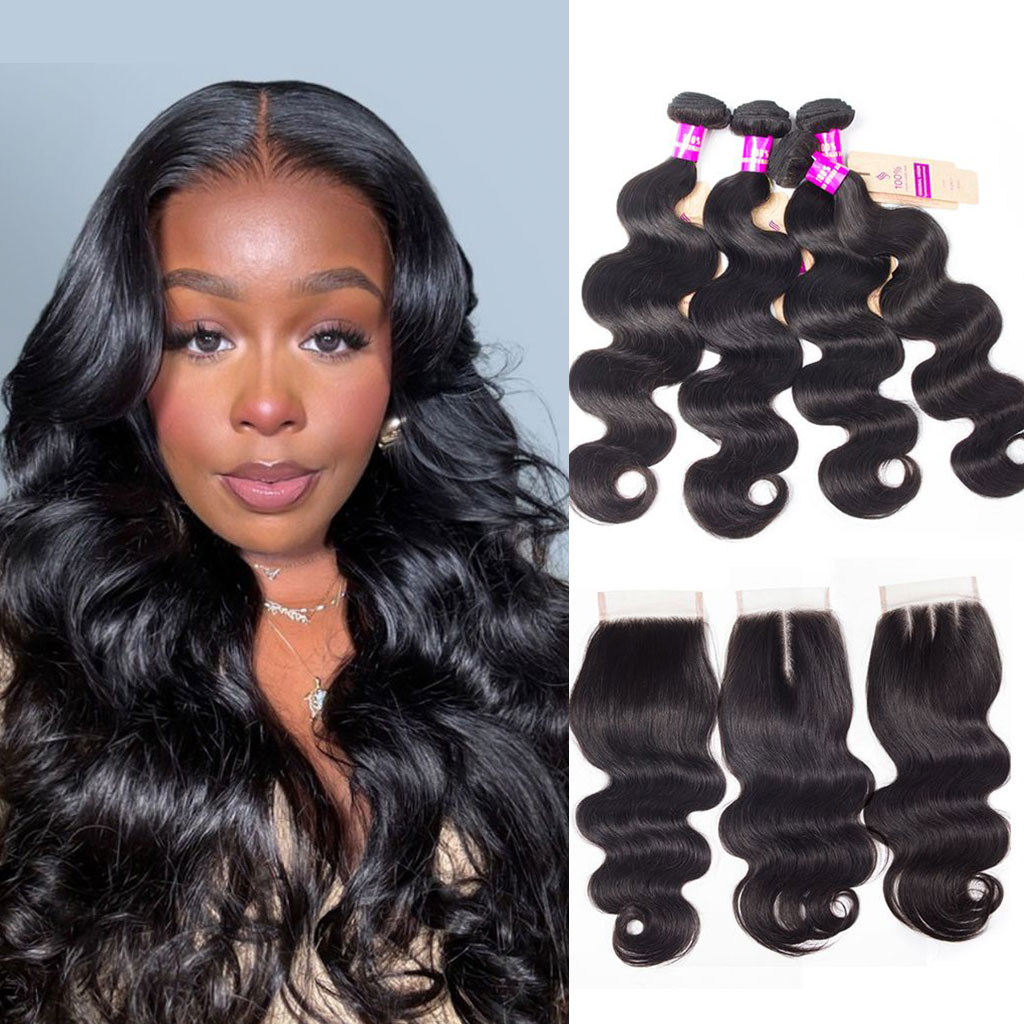 Brazilian Hair Body Wave 4 Bundles With 5×5 Closure Tinashe Hair High Quality Brazilian Virgin Hair With Closure Brazilian Hair Body Wave 4 Bundles With 5×5 Closure Tinashe Hair High Quality Brazilian Virgin Hair With Closure - Image 1