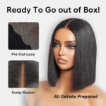 Super Double Drawn Bone Straight 2×6 Lace Bob Wig Raw Vietnamese Hair HD Lace Wig 220% - Image 5