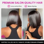 Double Drawn Bone Straight Bob Wig Pull & Go Glueless 6×5 Lace Raw Human Hair Wig - Image 7