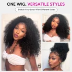 Bouncy Deep Curly Half Wig Flip Over Wig 3 IN 1 Glueless Human Hair Wig Quick Install - Image 6