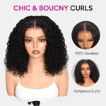 Big Curly Undetectable Lace Short Wig Deep Curly Glueless Lace Wig 180% Density - Image 5