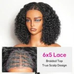 Boho Braids Water Wave Bob Wig Glueless 6×5 Lace Closure with Braided Top Human Hair Wig Pre-Cut Lace - Image 4