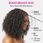 Boho Braids Water Wave Bob Wig Glueless 6×5 Lace Closure with Braided Top Human Hair Wig Pre-Cut Lace - Image 3