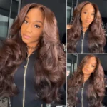 Trendy Layered Cut Loose Wave Wig Dark Brown / Burgundy Color Pull Go Glueless 6×5 Lace Wig 200% - Image 20