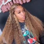 Highlight Honey Blonde Glueless Curly Wave Human Hair Lace Front Wigs - Image 2