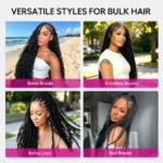 Human Bulk Hair for Boho Braiding Beach Curly / Burmese Curly / Body Wave Knotless Braids 100g/bundle - Image 15