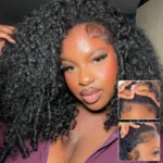 Raw Burmese Curly Half Wig With Spiral Curly Ends Flip Over Human Hair Wig - Image 7