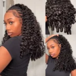 Raw Burmese Curly Half Wig With Spiral Curly Ends Flip Over Human Hair Wig - Image 4