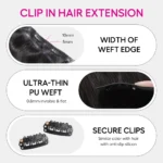 Dark Brown Clip In Hair Extensions Straight Real Human Hair Seamless Blend 7pcs/pack - Image 3