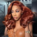 Copper Brown Layered Cut Loose Wave Glueless Wigs Pre-Cut 6×5 Lace Closure Wig