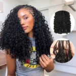 Feather Crochet Hair Miracle Knots Boho Braids Burmese Curly / Kinky Curly Human Hair Extensions - Image 3