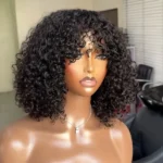 Glueless Short Curly Human Hair Bob Wig Machine Made - Image 9