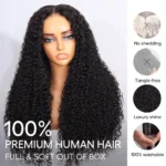 Pre-Bleached Knots 13×4 13×6 HD Lace Frontal Glueless Wigs Curly Wave Human Hair Wigs 180% - Image 6