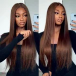 Dark Brown Straight Human Hair 6×5 13×4 HD Lace Front Wigs
