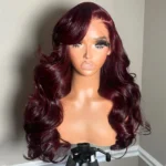 Dark Burgundy Body Wave Human Hair Wig 13×4 HD Lace Frontal Wig - Image 6