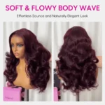 Dark Burgundy Body Wave Human Hair Wig 13×4 HD Lace Frontal Wig - Image 7