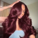 Butterfly Layered Cut Dark Burgundy Loose Wave Wig Pre-Everything Glueless 6×5 Lace Wig 200% - Image 2