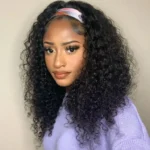 Headband Wig Deep Wave Shoulder Length Wig