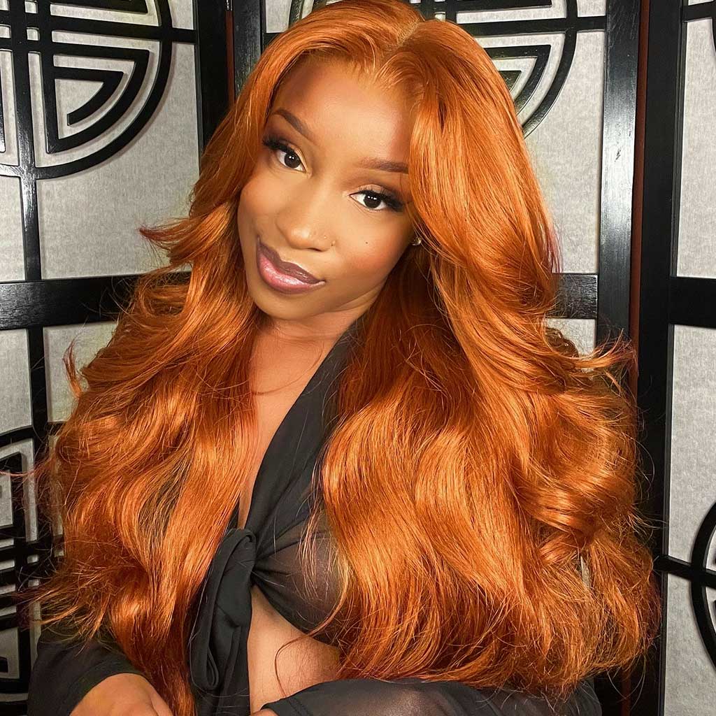 Orange Ginger Body Wave 13×4 HD Lace Front Wig 180% Density Orange Ginger Body Wave 13×4 HD Lace Front Wig 180% Density - Image 1