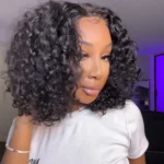 Pull & Go Bouncy Water Wave Glueless Wig Short Bob Wig Pre-Cut 6×5 Lace Bleached Knots