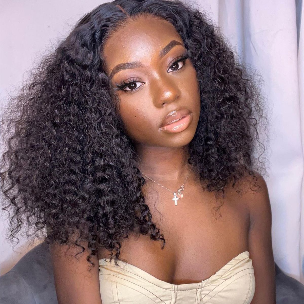 Big Curly Undetectable Lace Short Wig Deep Curly Glueless Lace Wig 180% Density Big Curly Undetectable Lace Short Wig Deep Curly Glueless Lace Wig 180% Density - Image 1
