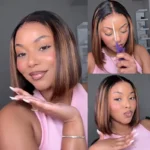 Glueless Highlight Straight Bob Wig Human Hair 6×5 Lace Wig Bleached Knots - Image 13