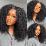 Glueless Kinky Curly Pre-Cut 6×5 Lace Wig Ready To Go Human Hair Wig Bleached Knots - Image 3