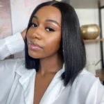 Double Drawn Bone Straight Bob Wig Pull & Go Glueless 6×5 Lace Raw Human Hair Wig - Image 2