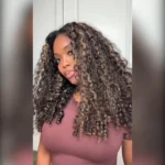 Balayage Highlight Burmese Curly Half Wig With Spiral Curly Ends Flip Over Human Hair Wig - Image 2